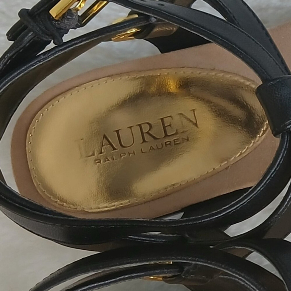 Ralph Lauren Kiana Leather Thong Sandals Black Size 7B - Picture 8 of 10